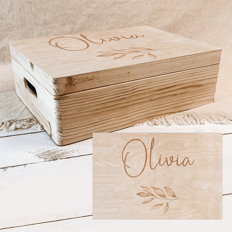 Grote memorybox hout met ontwerp Olivia.