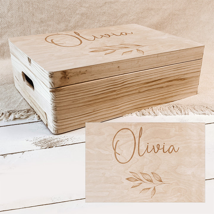 Grote memorybox hout met ontwerp Olivia.